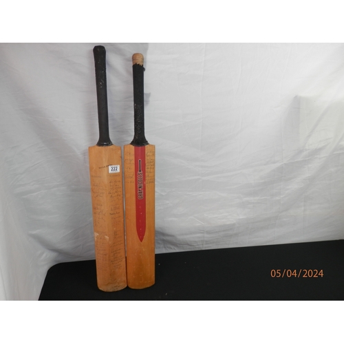 222 - Two Autographed Cricket Bats