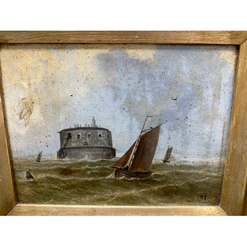 2F - Early 20th Century Framed Seascape Monogrammed WP. 50cm x 45cm