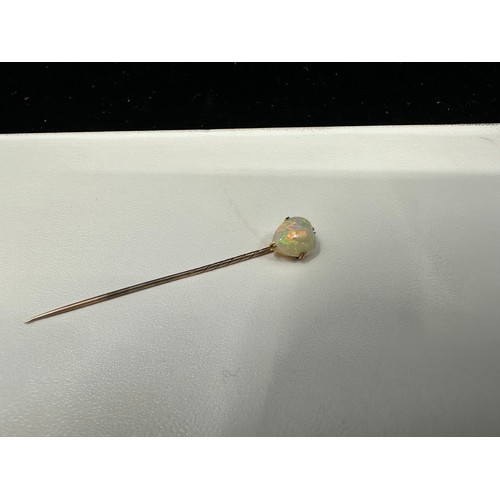 1G - Victorian Tests as 9ct Gold Heart Shaped Opal Stick Pin