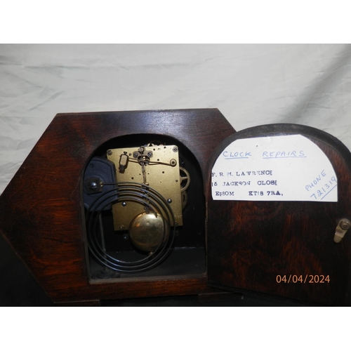 137 - Art Deco Oak Cased Mantle Clock