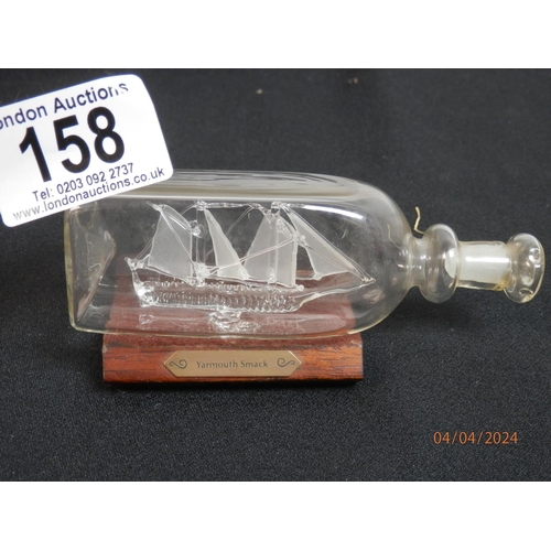 158 - Pair of Miniature Crystal Ships in Glass bottles