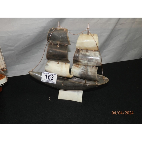 163 - Horn Sail Boat & Another Model boat