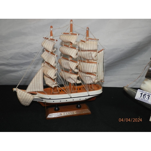 163 - Horn Sail Boat & Another Model boat