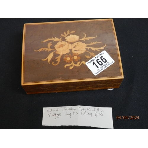 166 - Vintage Italian Inlaid Musical Jewellery Box