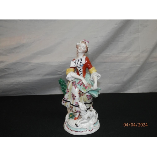 172 - 24cm Vintage Sitzendorf Figurine of a Lady with her Dog