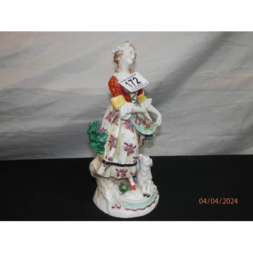 172 - 24cm Vintage Sitzendorf Figurine of a Lady with her Dog