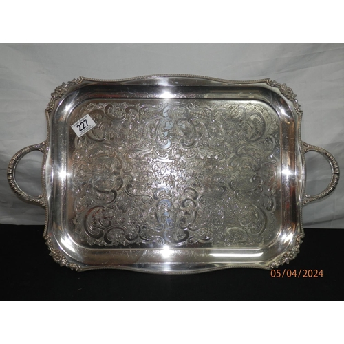 227 - Large 60cm Silver Plated Tray