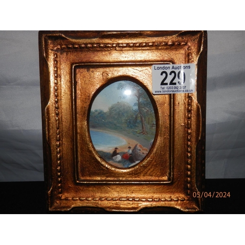 229 - Vintage Antique Style Italian Miniature Framed 15cm x 18cm