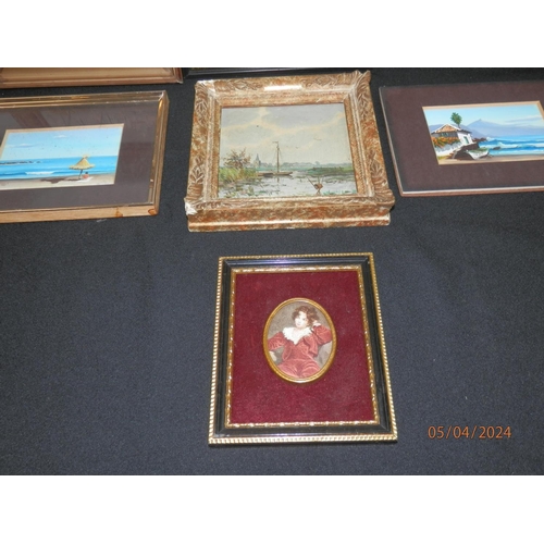 230 - Lot of Assorted Miniature Paintings, Prints etc