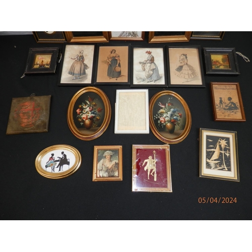 236 - Lot of Various Miniature Paintings, Silhouettes etc