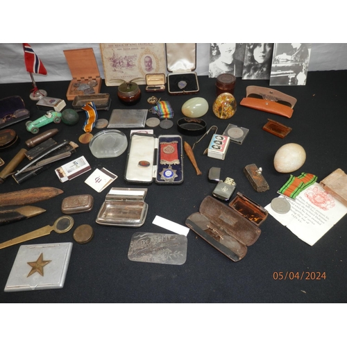 240 - Good Lot of bric a brac to include coins, WW1 Medal etc