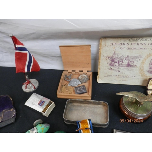 240 - Good Lot of bric a brac to include coins, WW1 Medal etc