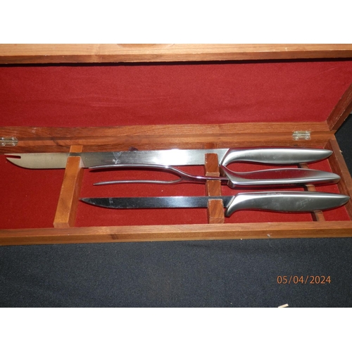 275 - Unused Carving Set in Wooden Case