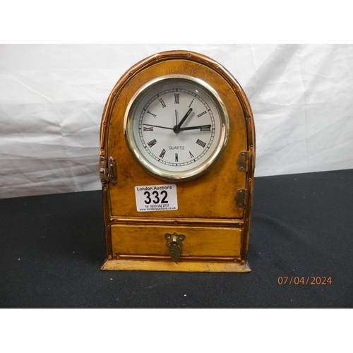 332 - Vintage Jewellery Box with Clock to Front