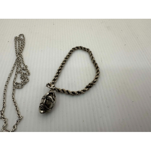 4B - Tested Silver Norse Pendant on a Silver chain and a Silver Pendant on a Metal Chain