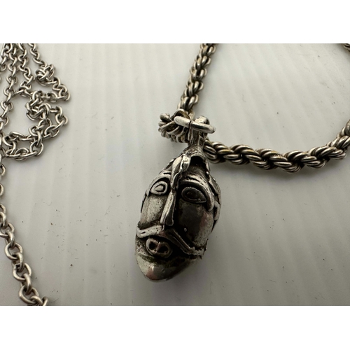 4B - Tested Silver Norse Pendant on a Silver chain and a Silver Pendant on a Metal Chain