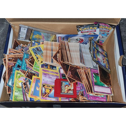 206 - Box of large qty of trading cards Inc Pokemon / Yu-gi-oh etc. Over 750 cards plus some unopened pack... 