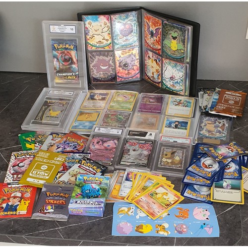 6 - Lot of 2x albums of Pokemon Cards, various graded cards, unopened packs, vintage cards etc.