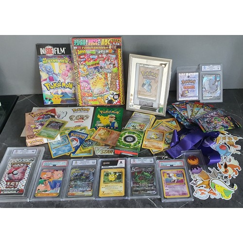 11 - Various Pokemon items including cards, stickers, graded, sealed packs, promo display items, other pa... 