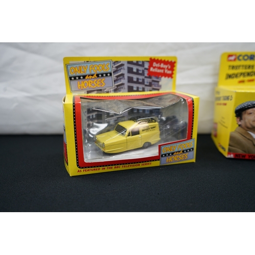 100 - Mint and Boxed Corgi Only Fools and Horses Reliant & Ford Capri plus a Lledo Del Boys Reliant Diecas... 