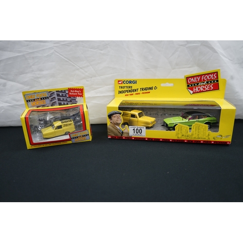 100 - Mint and Boxed Corgi Only Fools and Horses Reliant & Ford Capri plus a Lledo Del Boys Reliant Diecas... 