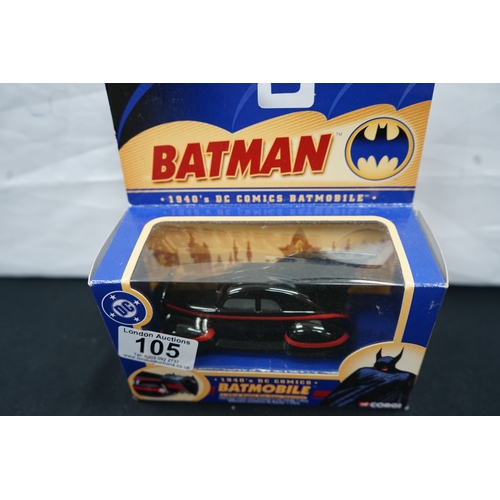 105 - Mint and Boxed Corgi 1940s DC Comics Diecast Batmobile