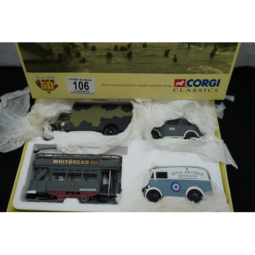 106 - Mint and Boxed CORGI CLASSICS 50TH ANNIVERSARY D DAY OP OVERLORD 4 VEHICLE SET