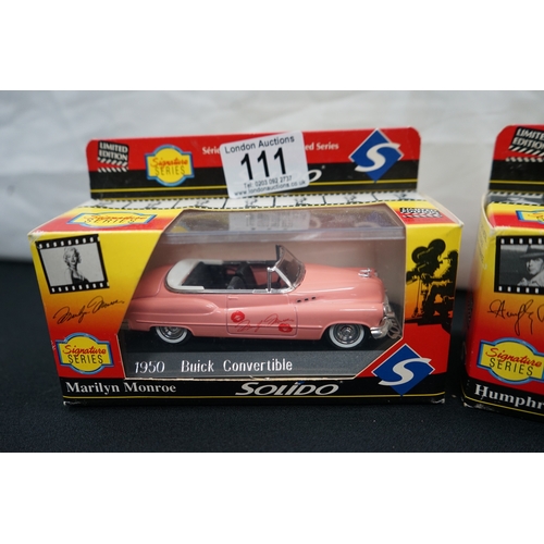 111 - 2 Solido 1/43 Scale Model Cars: Mint & Boxed
Marilyn Monroe 1950 Buick Convertible
Humphrey Bogart 1... 