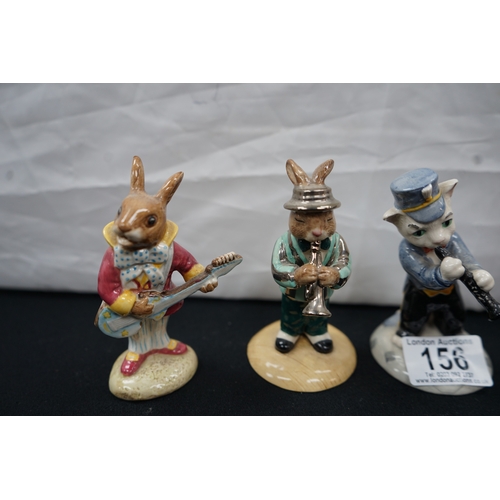 156 - Group of 3 Royal Doulton Bunnykins Figurines: Ltd Edition Banjoplayer, Ltd Edition Trumpet Player, M... 