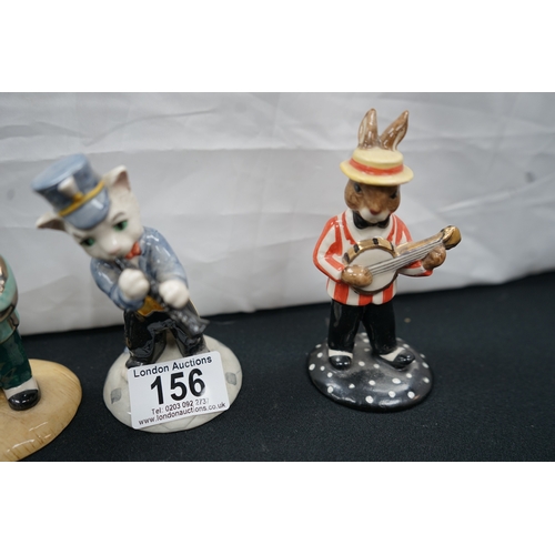 156 - Group of 3 Royal Doulton Bunnykins Figurines: Ltd Edition Banjoplayer, Ltd Edition Trumpet Player, M... 