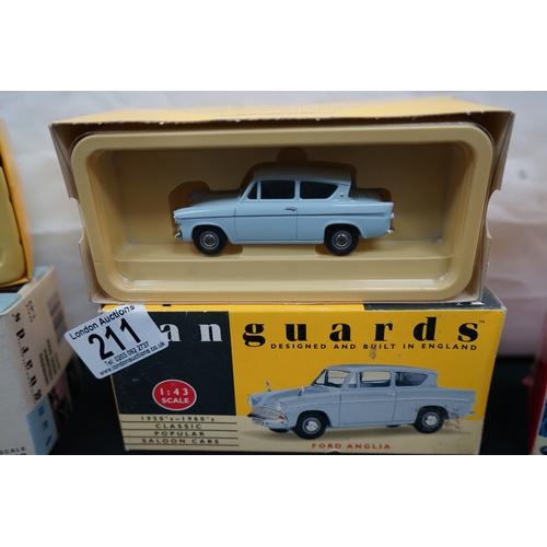 211 - 3 Mint & Boxed Vanguard Model Cars 
Triumph Spitfire MK11, Triumph 2000 Mk11 & Ford Popular