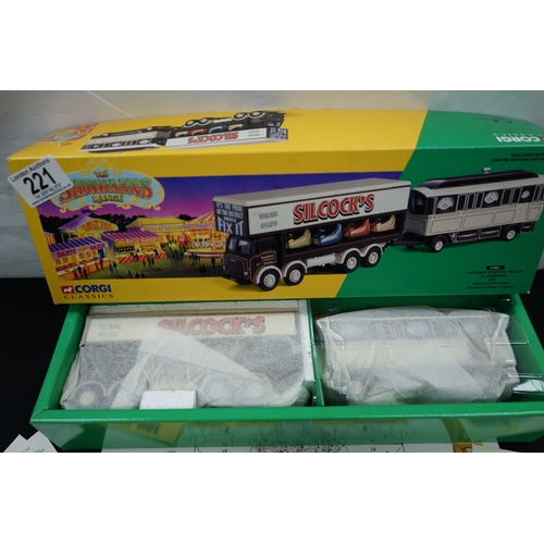 221 - Mint & Boxed Corgi Leyland Dodgem Truck & Caravan Set