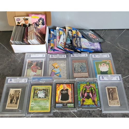 36 - Lot of various graded cards including vintage, Box of loose cards, various unopened card packs also ... 