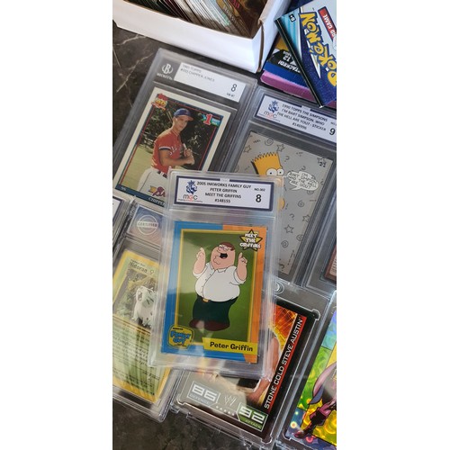 36 - Lot of various graded cards including vintage, Box of loose cards, various unopened card packs also ... 