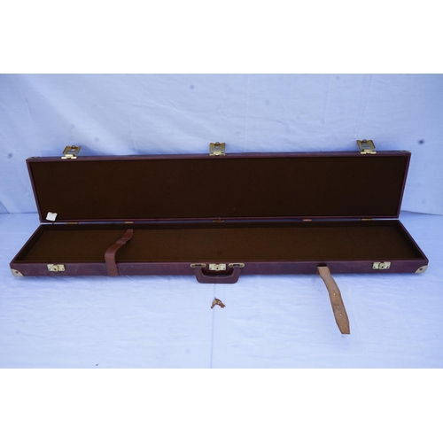 233 - Dark Tan Leather Hard Gun Case 1250x80x230mm c/w Carry Handle, Locks & Soft Lining