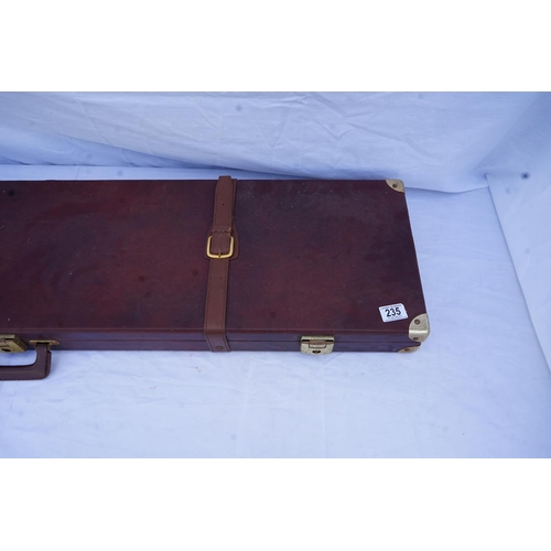 235 - Dark Tan Leather Gun Case 1300x300x80mm c/w Carry Handle, Locks & Soft Lining