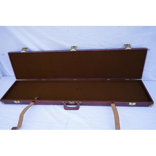 235 - Dark Tan Leather Gun Case 1300x300x80mm c/w Carry Handle, Locks & Soft Lining