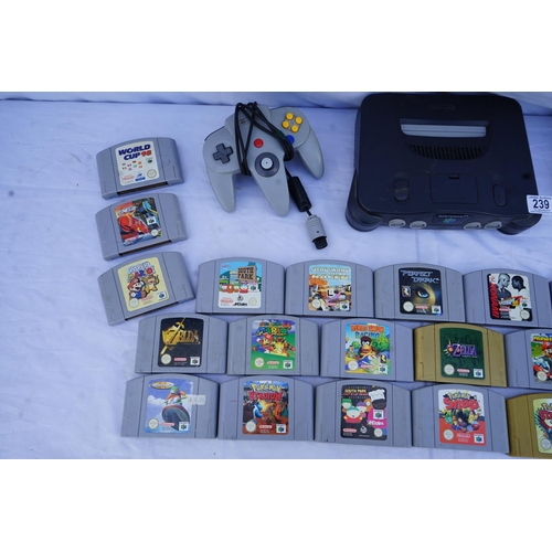 239 - A Vintage Nintendo 64 Games Console, 2 Controllers and a Selection of 26 Various Games