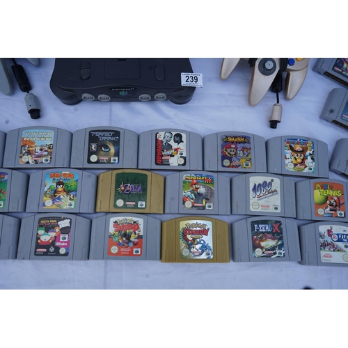 239 - A Vintage Nintendo 64 Games Console, 2 Controllers and a Selection of 26 Various Games