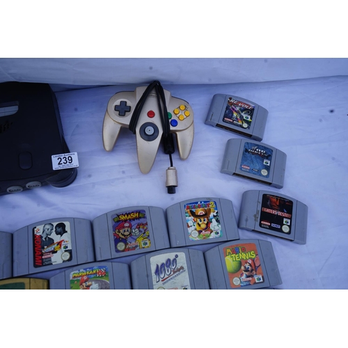 239 - A Vintage Nintendo 64 Games Console, 2 Controllers and a Selection of 26 Various Games