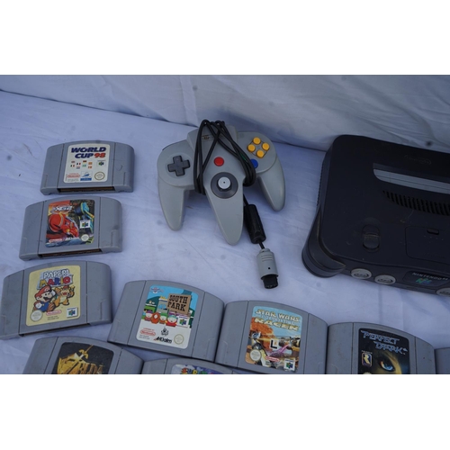 239 - A Vintage Nintendo 64 Games Console, 2 Controllers and a Selection of 26 Various Games