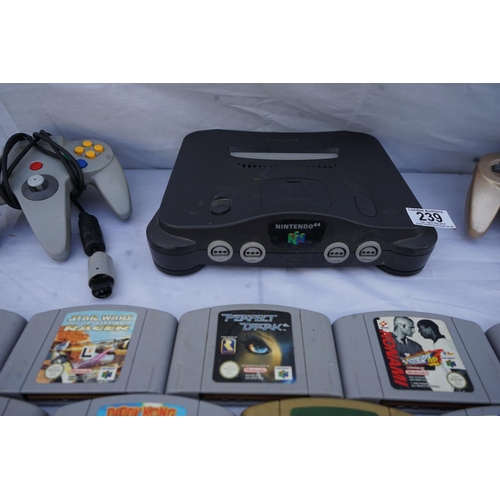 239 - A Vintage Nintendo 64 Games Console, 2 Controllers and a Selection of 26 Various Games