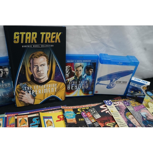 266 - A mixed Box of Star Trek Related Items including Blue Rays, Playing  Cards and Magazines