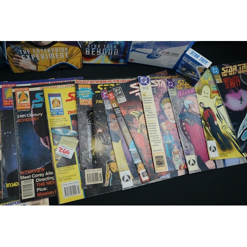 266 - A mixed Box of Star Trek Related Items including Blue Rays, Playing  Cards and Magazines