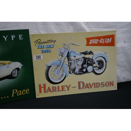 286 - Two Reproduction Metal Signs:Motoring Interest