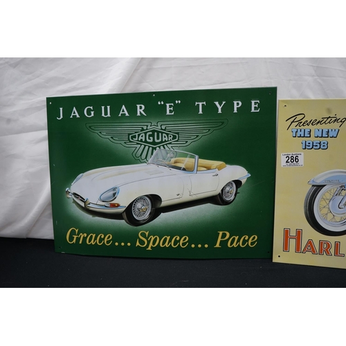 286 - Two Reproduction Metal Signs:Motoring Interest