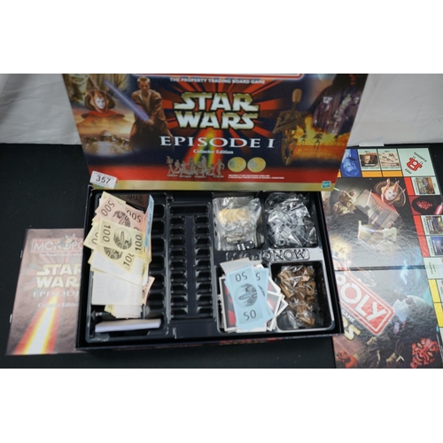 357 - Pair of Star Wars Monopoly Games: Episode 1 Collectors Edition & Classic Trilogy Edition