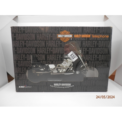 532 - Mint and Boxed Novelty Harley Davidson Telephone