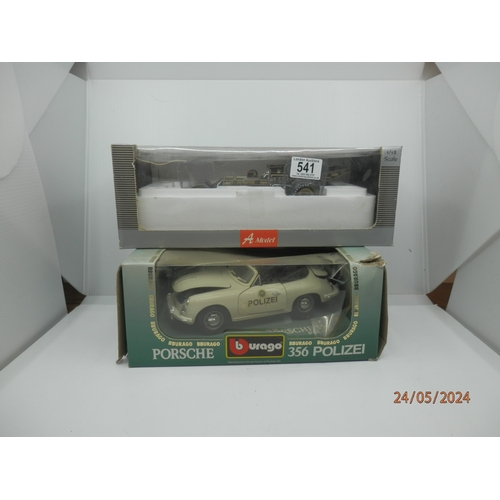 541 - A MODEL LOTUS 72D BRITISH GP 72 DIECAST MODEL AND A BURAGO PORSCHE 356