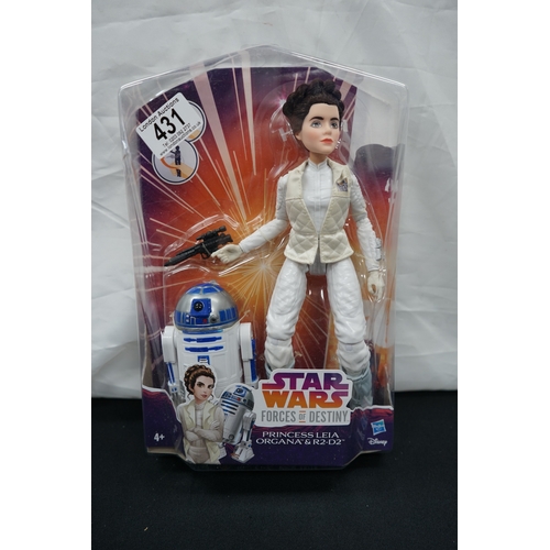 431 - Mint and Boxed Star Wars Forces of Destiny Princess Leia Organa and R2-D2 Action Figure